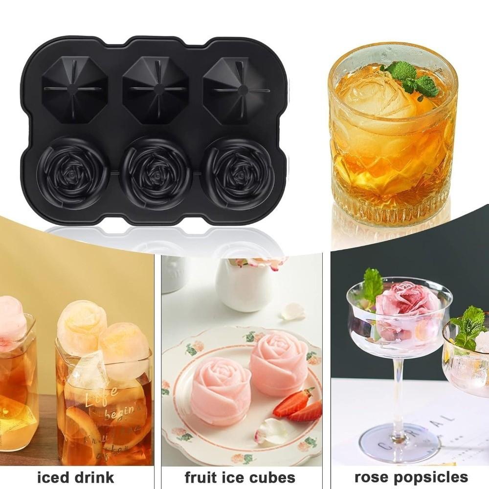 Easy To Clean Silicone Ice Cube Molds Reusable Diamond Ice Mold Premium Rose Shape Ice Molds Party