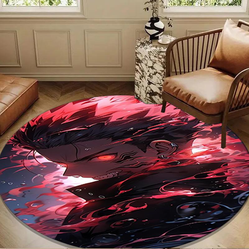 Jujutsu Curse Battle Round Rug for Livingroom,Bedroom, Palyroom, Chair Rug, Area Rug, Circle Carpet, Large Size Fan Christmas Gift