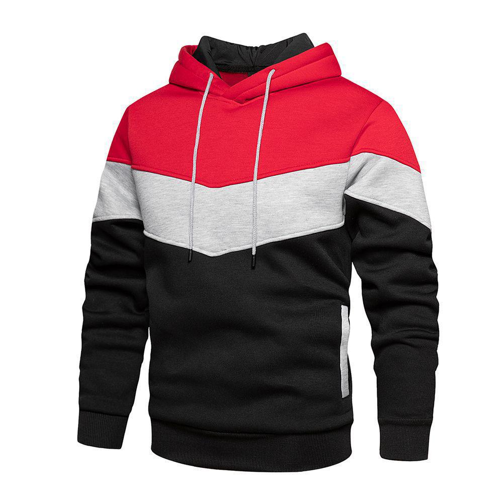 Men's Color Block Hooded Sweatshirt for Autumn/Winter Fashion