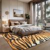Teppich mit Tigerstreifen-Tierprint-Thema, rutschfeste Matte mit Wildleder-Design für Wohnzimmer & Schlafzimmer, kräftiger exotischer dekorativer Teppich