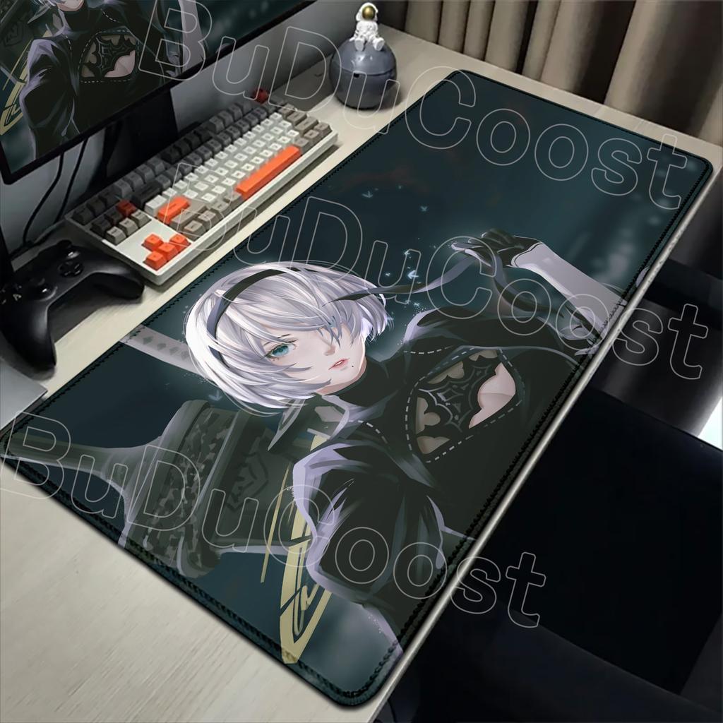 E-sports Pretty NieR:Alfombrilla de ratón Automata 2B Alfombrilla de goma grande para mesa Alfombrilla de ratón para juegos de PC Alfombrilla para escritorio de portátil Alfombrilla antideslizante para teclado de ordenador