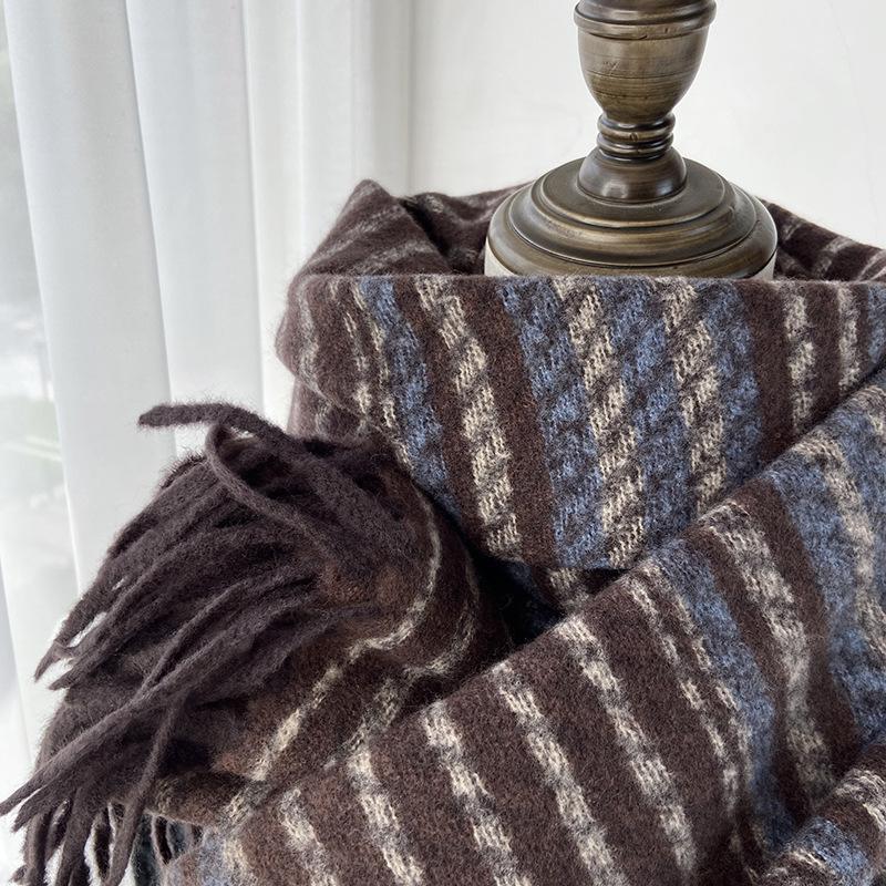 Halsduk Dam Höst och Vinter Ny Varm Halsduk Franskad Sjal Förtjockad Imitationskashmir Halsduk