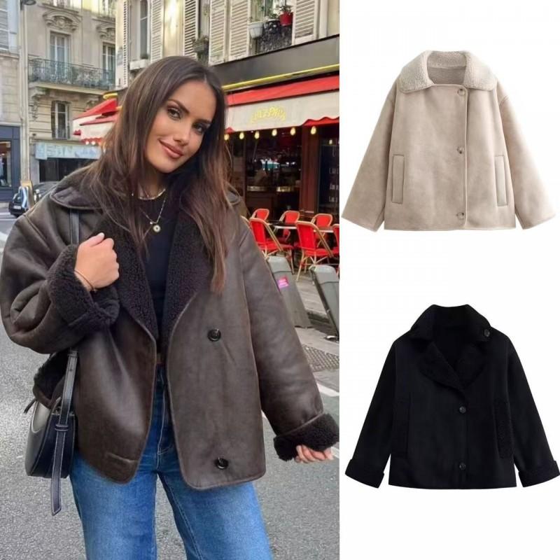 Dámská zimní teplá bunda s kapucí podšitá umělou kožešinou Streetwear Ležérní kabát