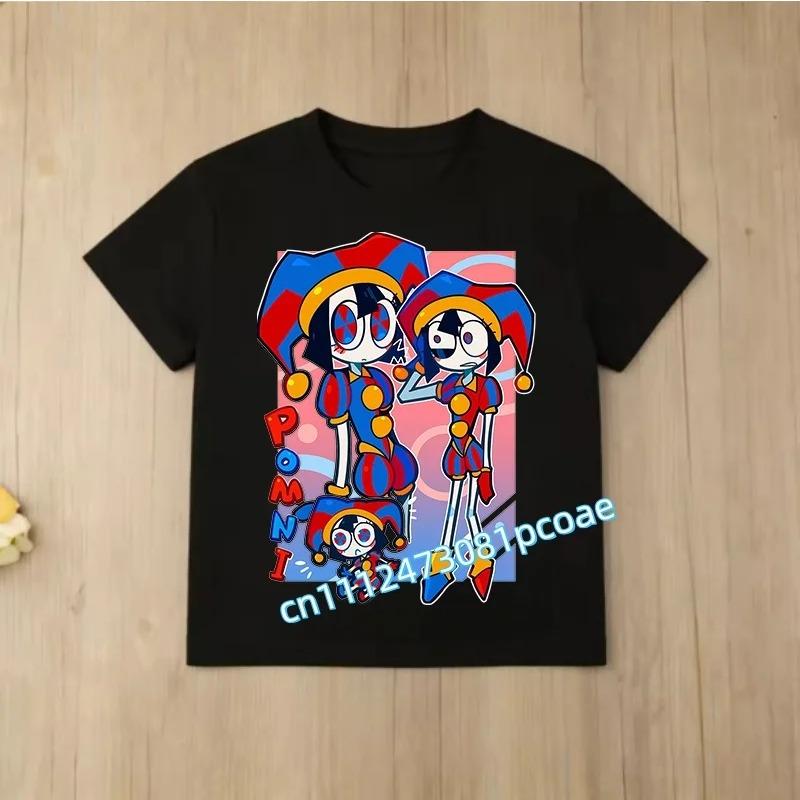 Children Short Sleeve T Shirts The Amazing Digital Circus Anime Cartoon Print Cotton Top Boys Girls Summer Casual Crew Neck Tees