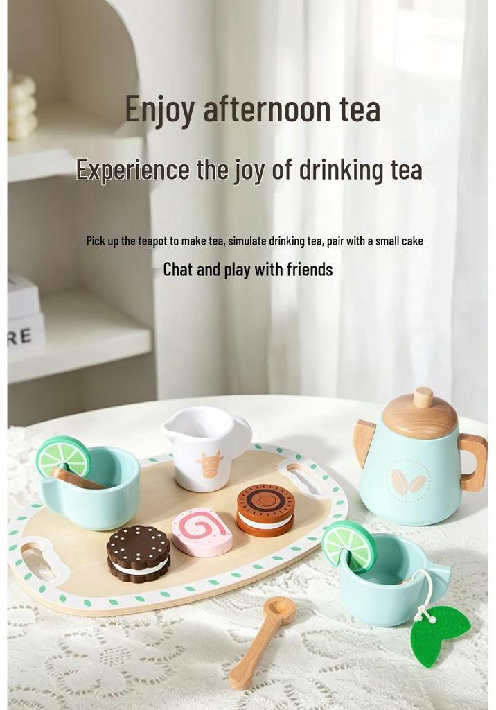Wooden Afternoon Tea & Dessert Play Set for Kids
