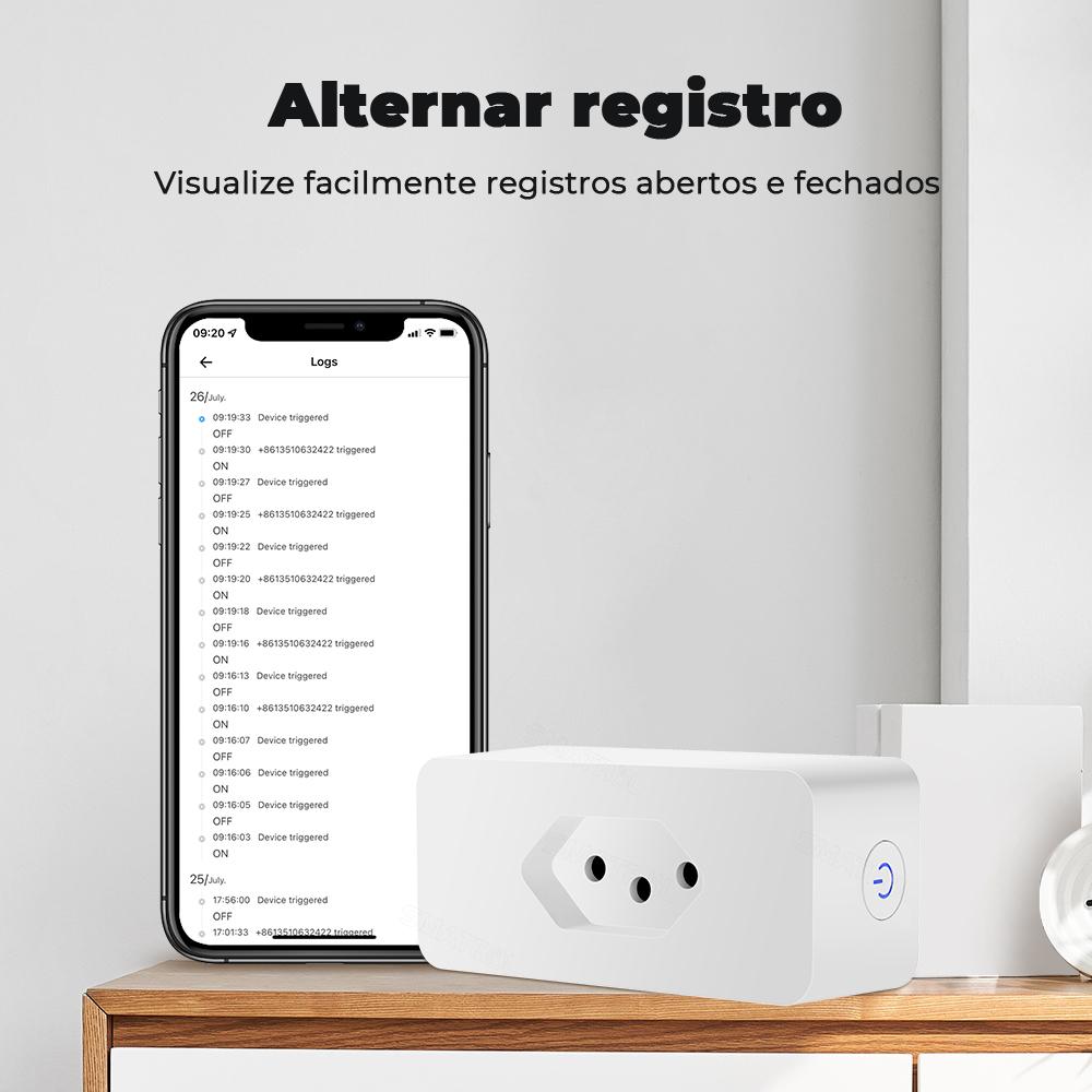 Ewelink Brazilia Monitor de putere 16a Adaptor de priză inteligentă Wifi Telecomandă fără fir Aplicație de sincronizare a temporizatorului de voce pentru Google Home Alexa