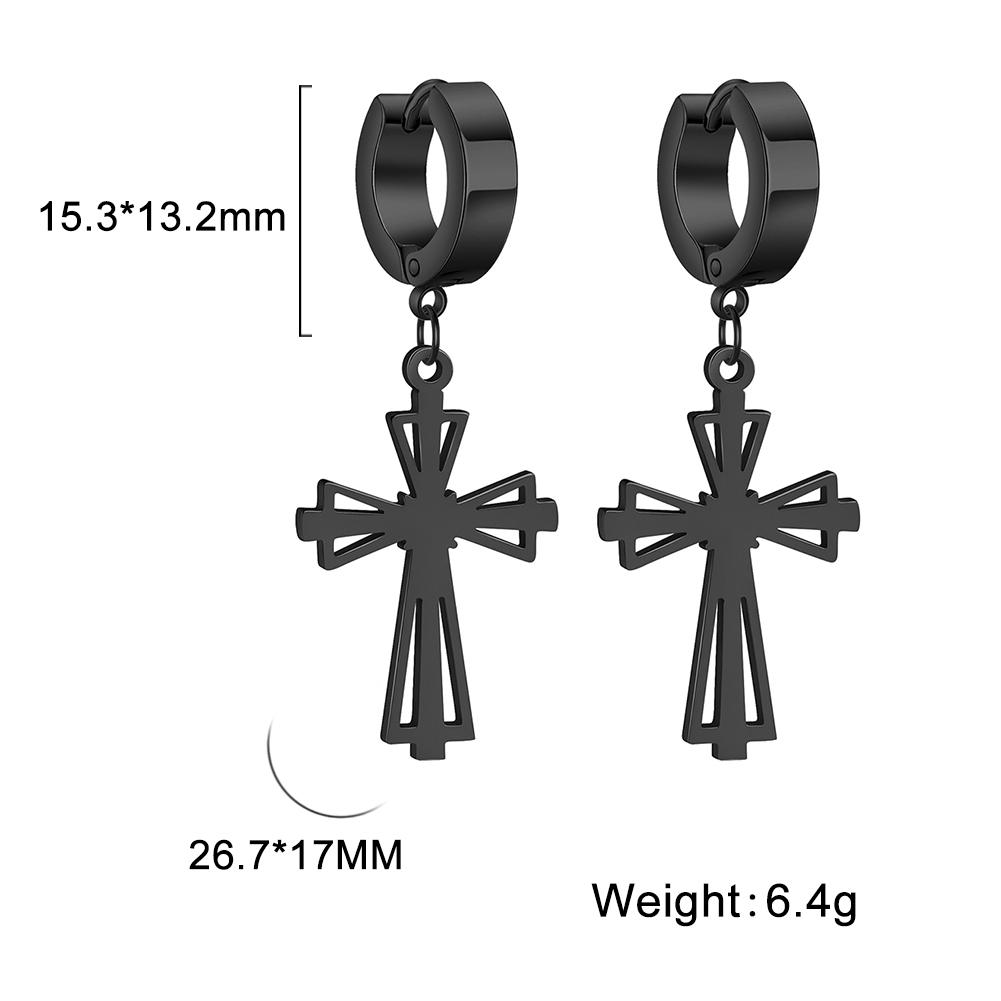 Gothic Cross Earrings for Women Men Stainless Steel Hoop Earrings Christian Religious Jewelry Amulet Gifts Daily Accessories