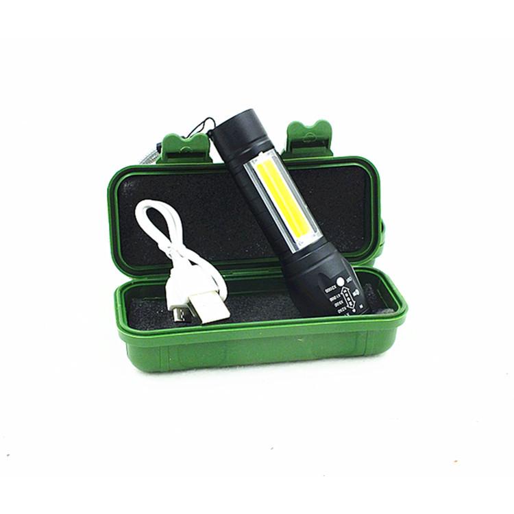 USB Rechargeable Portable Mini COB LED Flashlight Outdoor Hunting Torch with Magnetic Tail Worklight