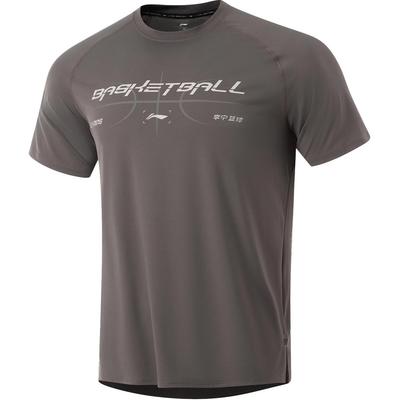 Professional Basketball Series Letter Round Neck Comfortable Breathable Versatile Short Sleeve T-Shirt Men Tops Street-Gray ATSU083-5