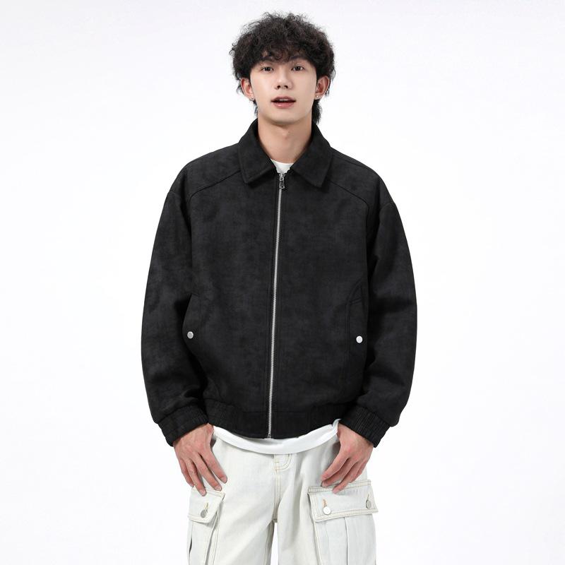Men's Gradient Lapel Faux Suede Casual Jacket - Autumn Light Luxury Collection