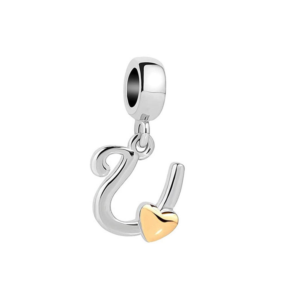 New Plated Copper Letter Alphabet A-Z Dangle Charm Beads Fit Original Charms Bracelet Pendant Women Diy Jewelry