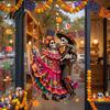 Celebration Accessories Day of The Dead Window Clings, Halloween Double-Sided Skull Sticker, Decals Colorful Flower Skeleton Static for Mexican House