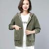 Women's Corduroy Jacket Winter Spring Autumn Plus-size Loose Fleece Hooded Jacket Short