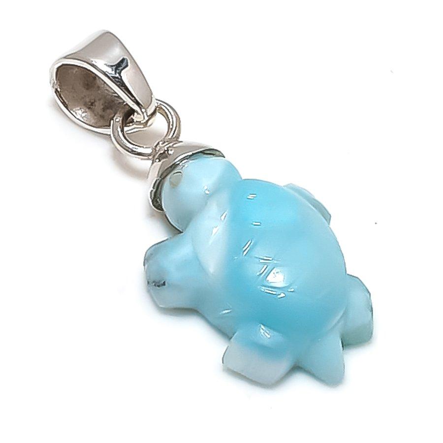 

Natural Larimar Gemstone Handmade 925 Sterling Silver Jewelry Pendant 1.22 O5l03