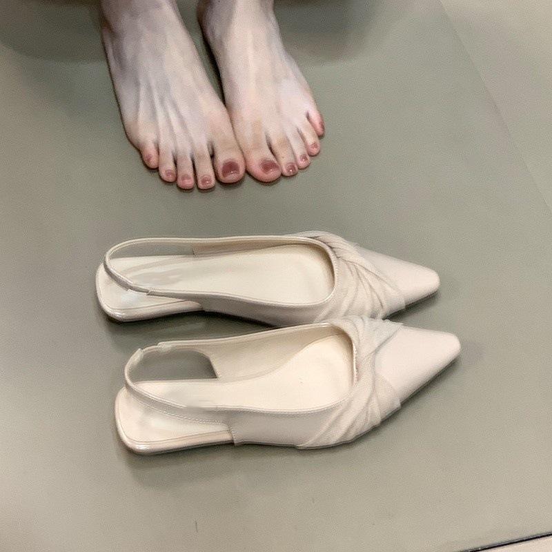 

Elegant solid color pointed head with skirt bag head sandals women s new celebrity temperament back strap single shoes 35 абрикосовый