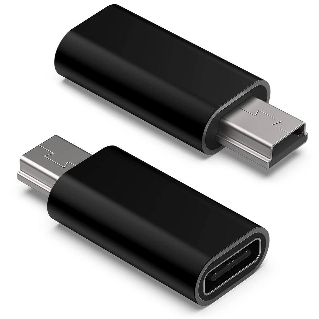 Adapter USB C na Mini USB 2 sztuki, Konwerter Typu C żeński na Mini USB męski do GoPro Hero 3+, MP3, Rejestratora jazdy, Aparatu, Czarny