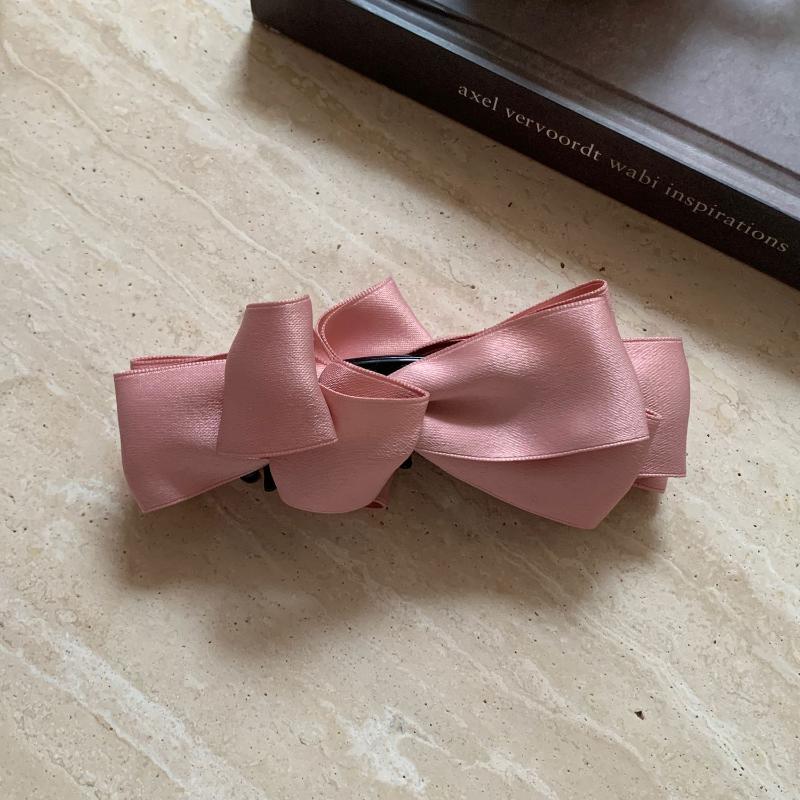 High Ponytail Vertical Clip Hair Claw High-end Hair Accessories For Women Retro Satin Bow Banana Clip Hairpin Back Of The Head
