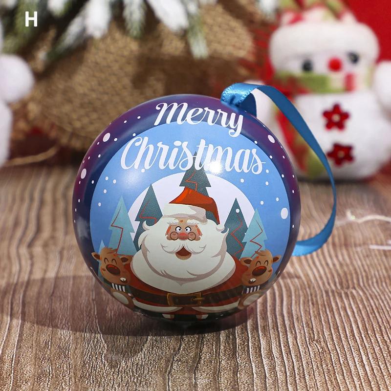 Christmas Round Gift Boxes Ball Shaped Tinplate Xmas Tree Hanging Ornament Christmas Candy Jar Cans New Year Navidad Decorations