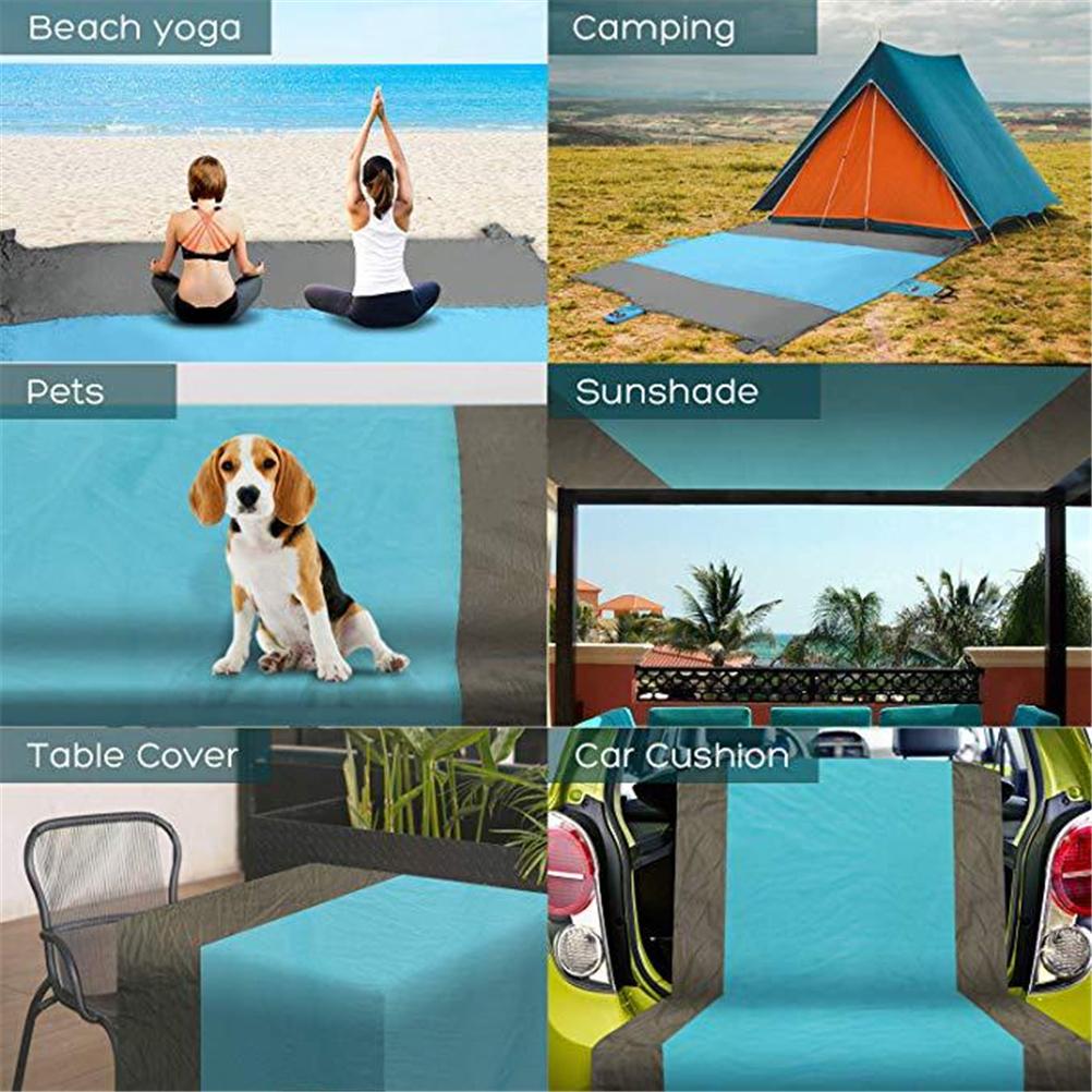 Beach Blanket Large Size 86.7 In * 70.9 In Outdoor Sandproof Picnic Blanket Nylon Beach Mat with 4 Stakes for Travel