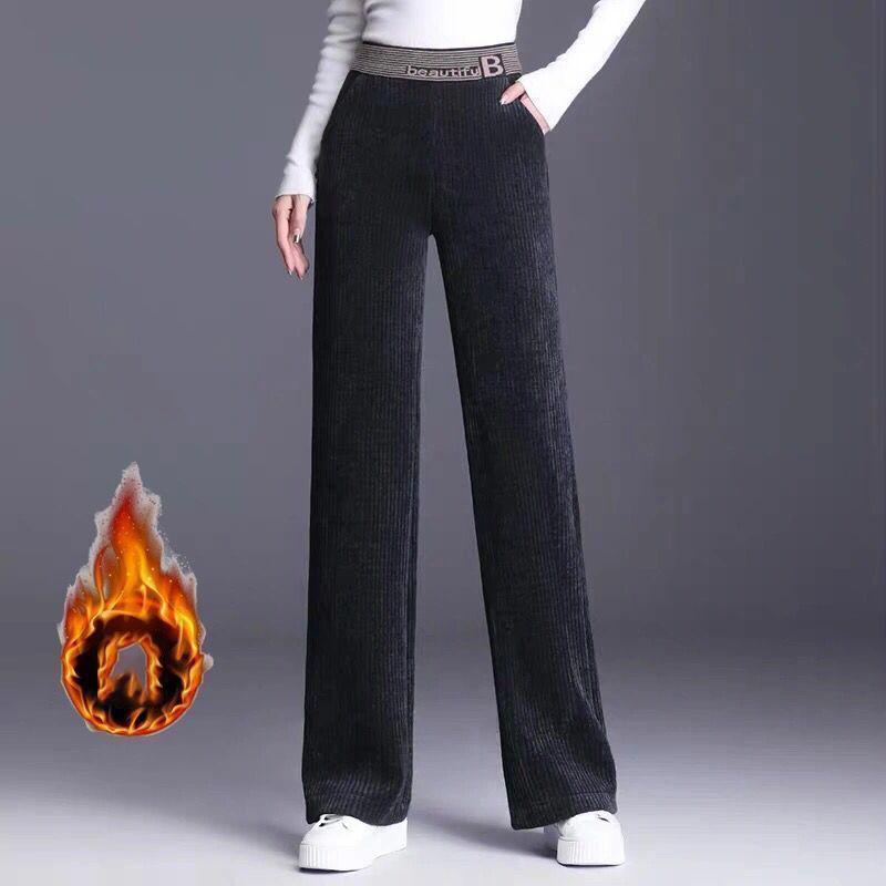 Herbst Winter Cord Weitbein Hose Damen Freizeithose Locker Gerade Geschnitten