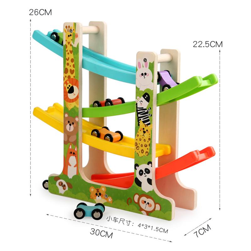 

Kids Track Wooden Ramp Racing Toddler Toy Car Set Montessori Educational Toy Game Mini Inertia Slide Roller Coaster Racing