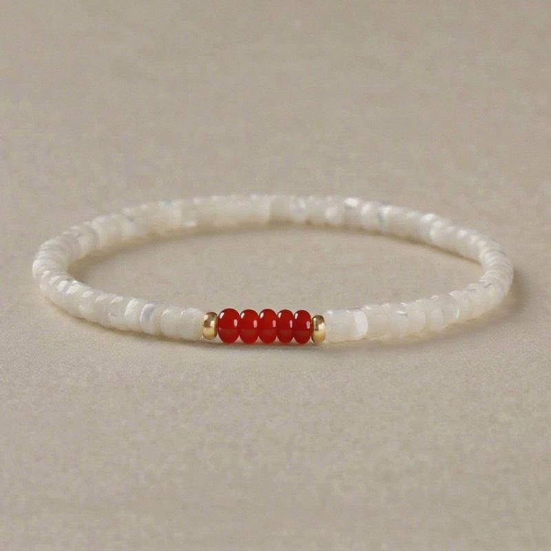 1pc Vintage Turquoise Bracelet Splicing White Elastic Chain Natural Stone Crystal Handmade Beaded Bracelets