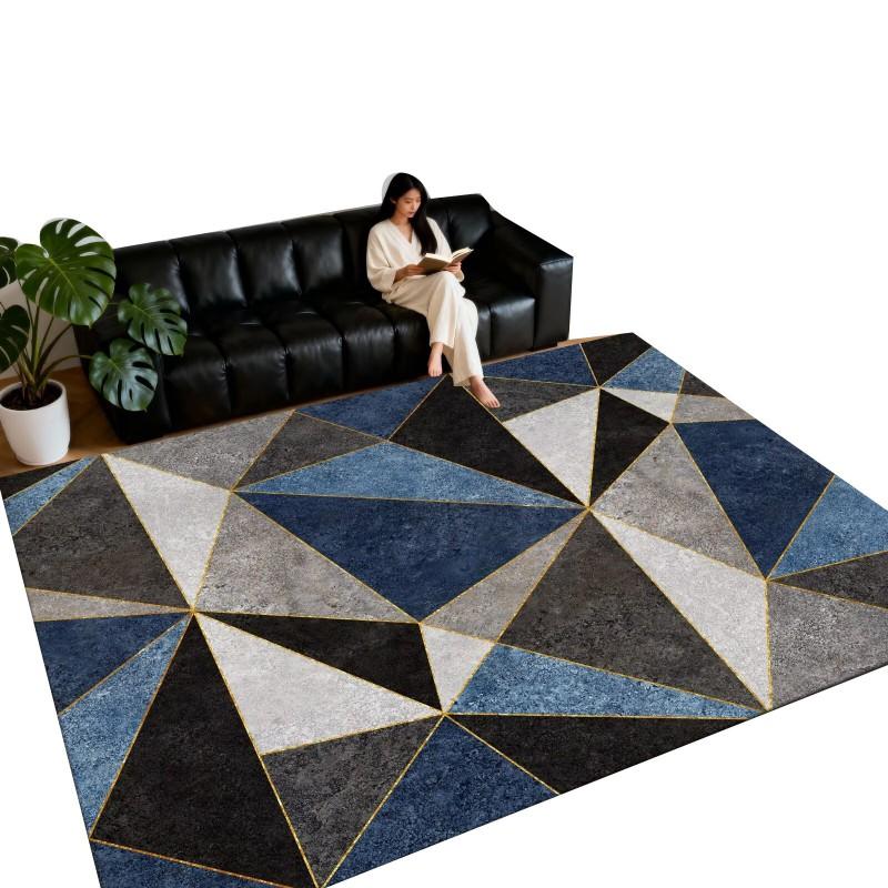 Soft Crystal Velvet Area Rug Living Room Bedroom Balcony Geometric Washable Modern Luxury Style