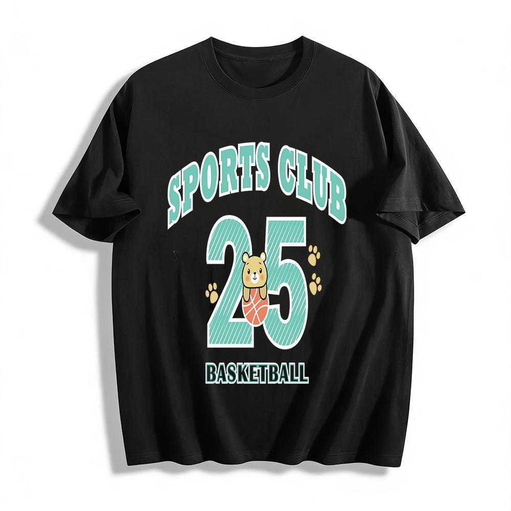 

Cute Bear No.25 Basketball Club Printed Casual Sports T-Shirt Unisex Daily Top Pure cotton T-shirt XXS