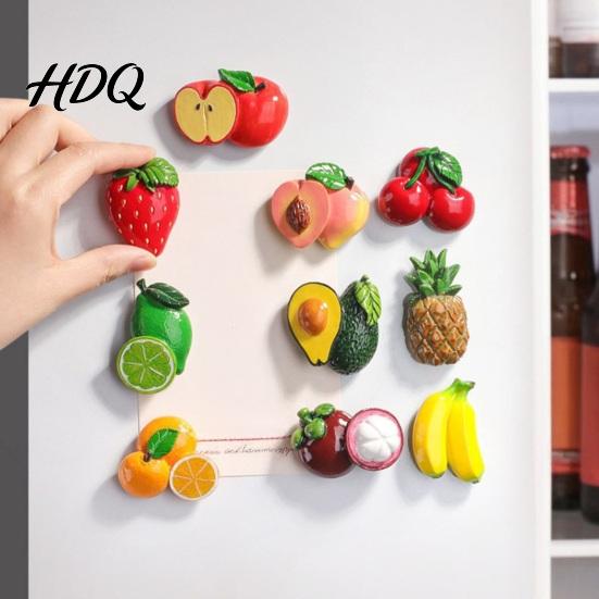 Metal Surfaces Decorative Magnets 3D Simulated Fruit Refrigerator Magnet Resin Shape Fridge Office Cabinet Memo Holders Theme Decoration for Kitchen