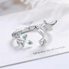 New Creative Bird Sweet Flower 925 Sterling Silver Jewelry Personality Cute Fresh Leaf Branch Art Opening Rings Xzr041