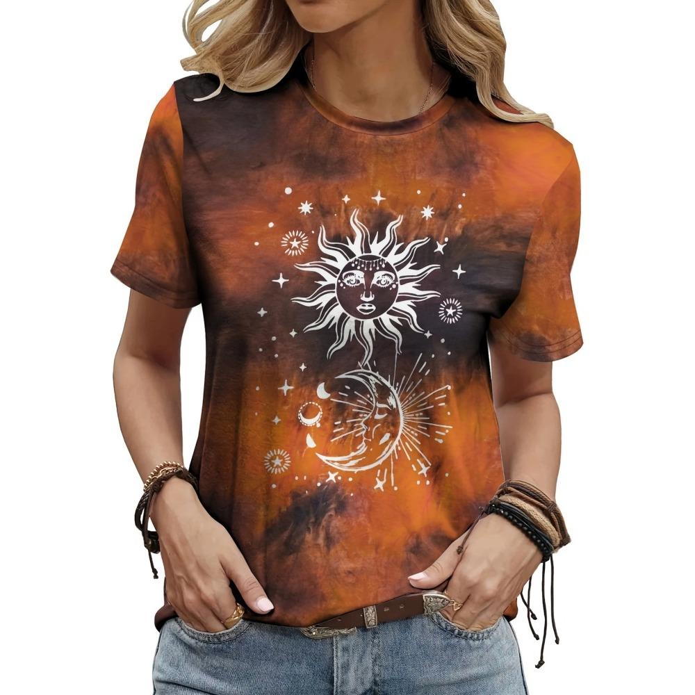 Women T-Shirts Summer Little Girl Graphic Crew Neck Short Sleeve Top