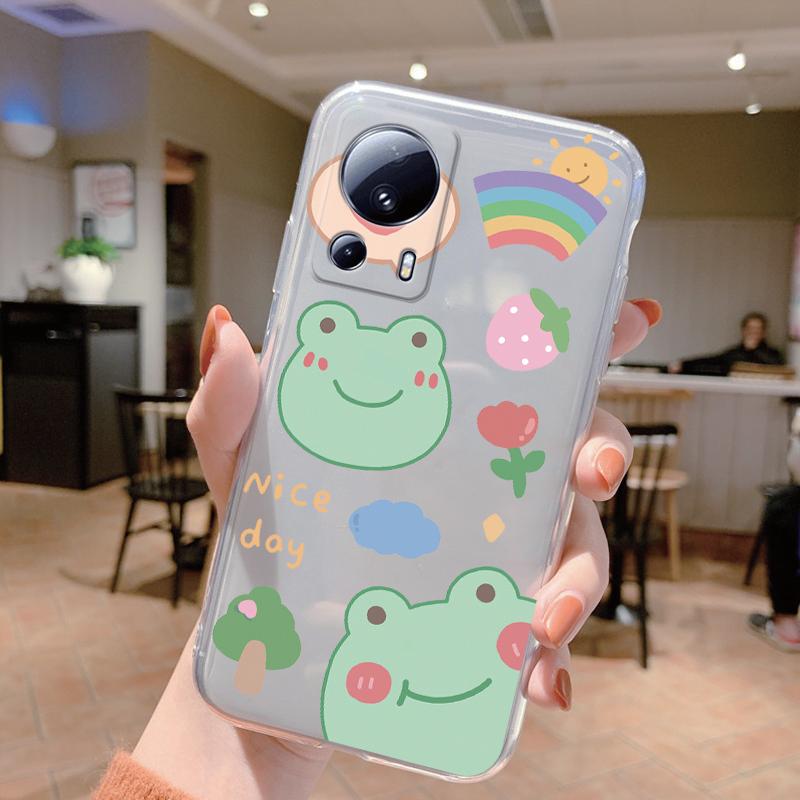 Clear Case For Xiaomi 13 Lite Shockproof Cover Cartoon Cute Cat Soft Silicone Fundas For Xiaomi 13T 14T 15T Pro Transparent Bags