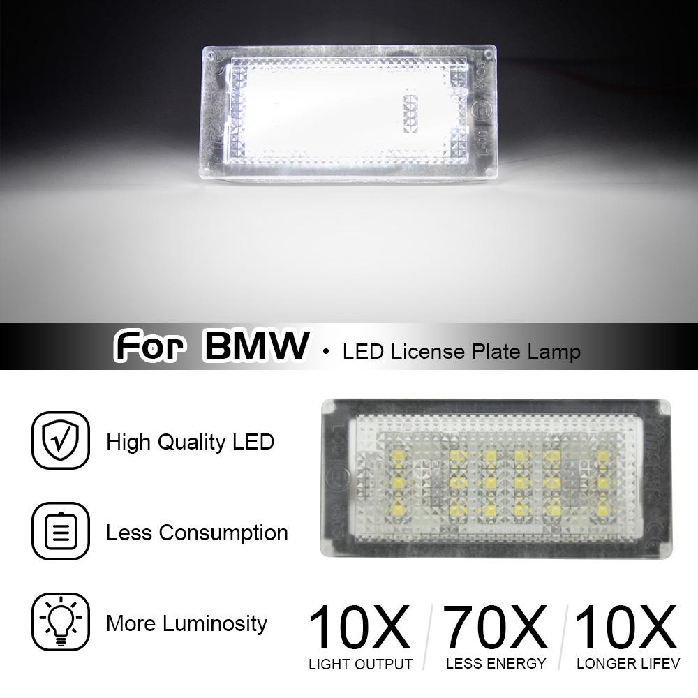 

Светодиодные фонари для BMW E46 M3 1998-2006, лампы номерного знака, безошибочная вилка и; Play Водонепроницаемый 12 В белый 2 шт. светильник для номерного знака
