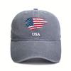 Distressed USA Flag Baseball Cap Polyester Adjustable Outdoor Summer Travel Hat