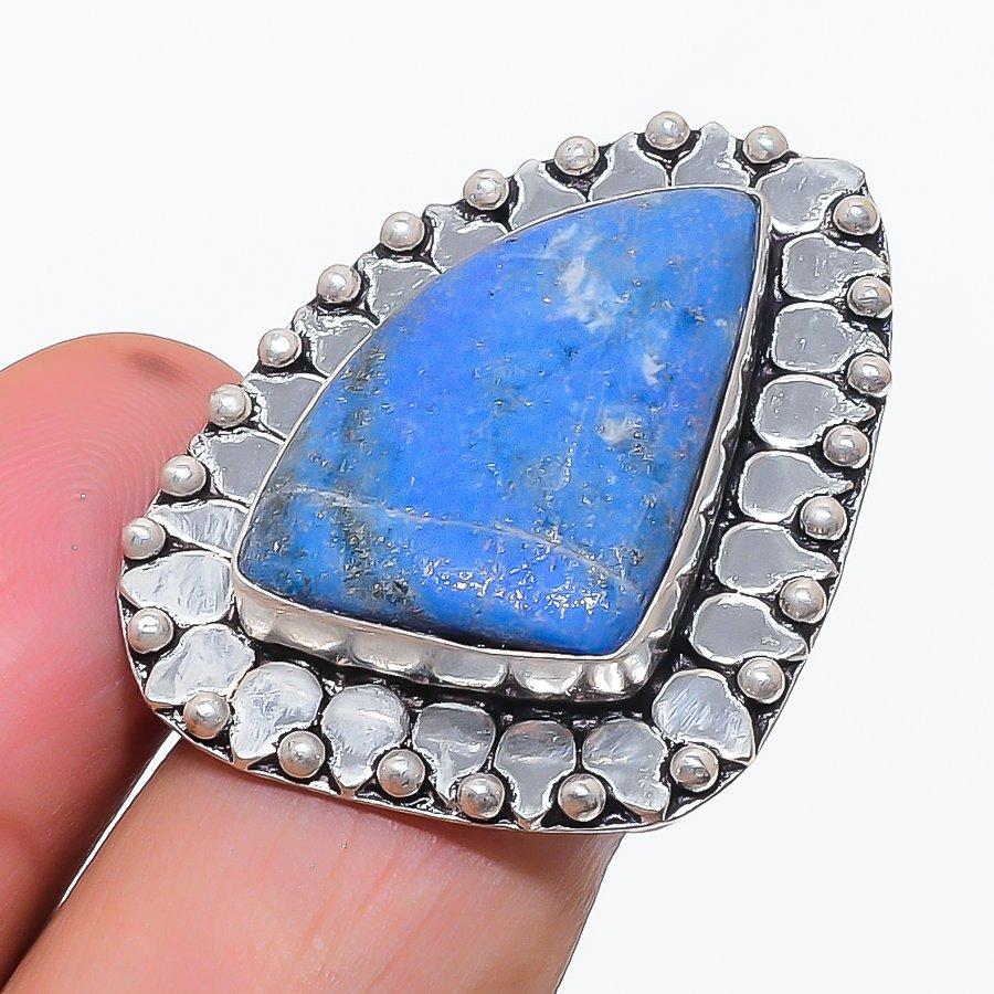 Natural Lapis Lazuli Gemstone 925 Sterling Silver Jewelry Ring Size 8 v1B79