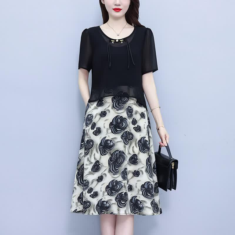 Elegant Faux Two-Piece Mid-Length Dress