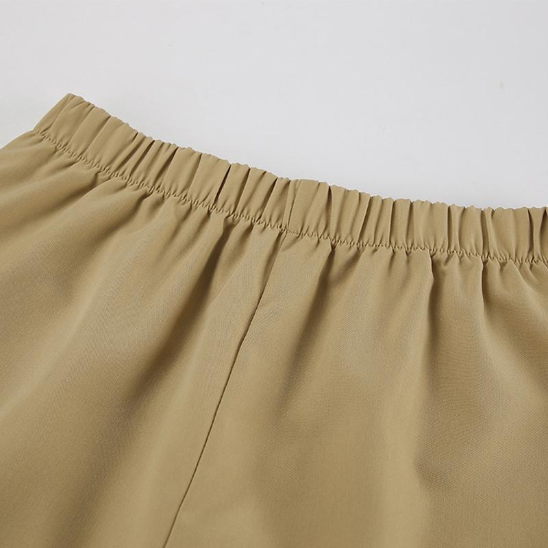 Summer Y2K Shorts Set Sexy Khaki Strapless Top High Waisted Wide Leg Shorts Set for Women's Summer Elegant Casual 2 Piece Sets