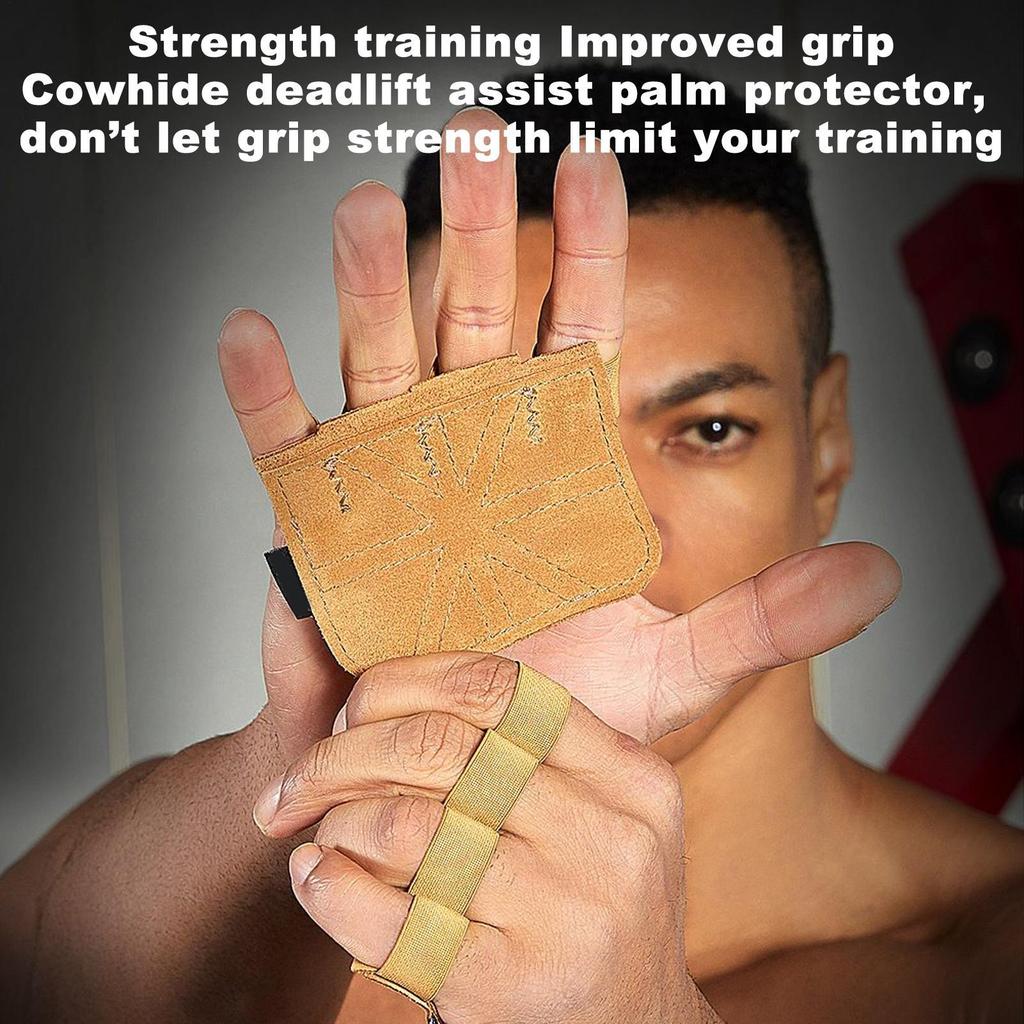 1 Pair Cowhide Grip Pads Lifting Grips Gym Workout Gloves Weightlifting Calisthenics Powerlifting Fitness Sports Hand Protector
