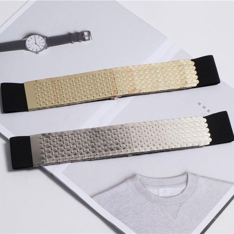 Fashion Waist Seal Wide Belt Practical Metal Fish Scale Fashion Decorative Dress Hot Sell All The Coat Elastic Belt