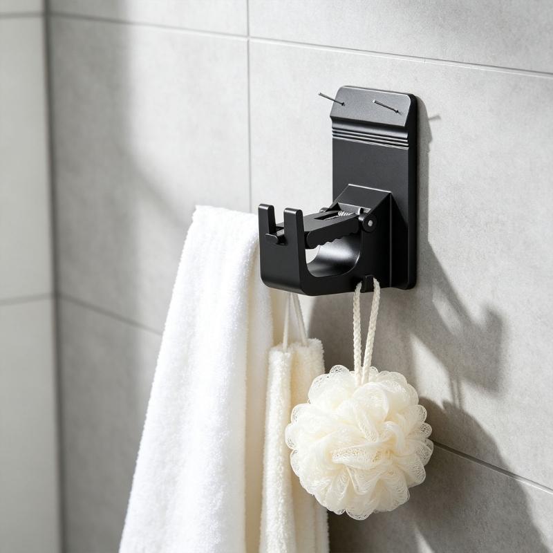 No Drill Shower Curtain Rod Brackets ABS Wall Support with Flat Base and Serrated Grip for Bathroom Bedroom Kitchen Daily Use