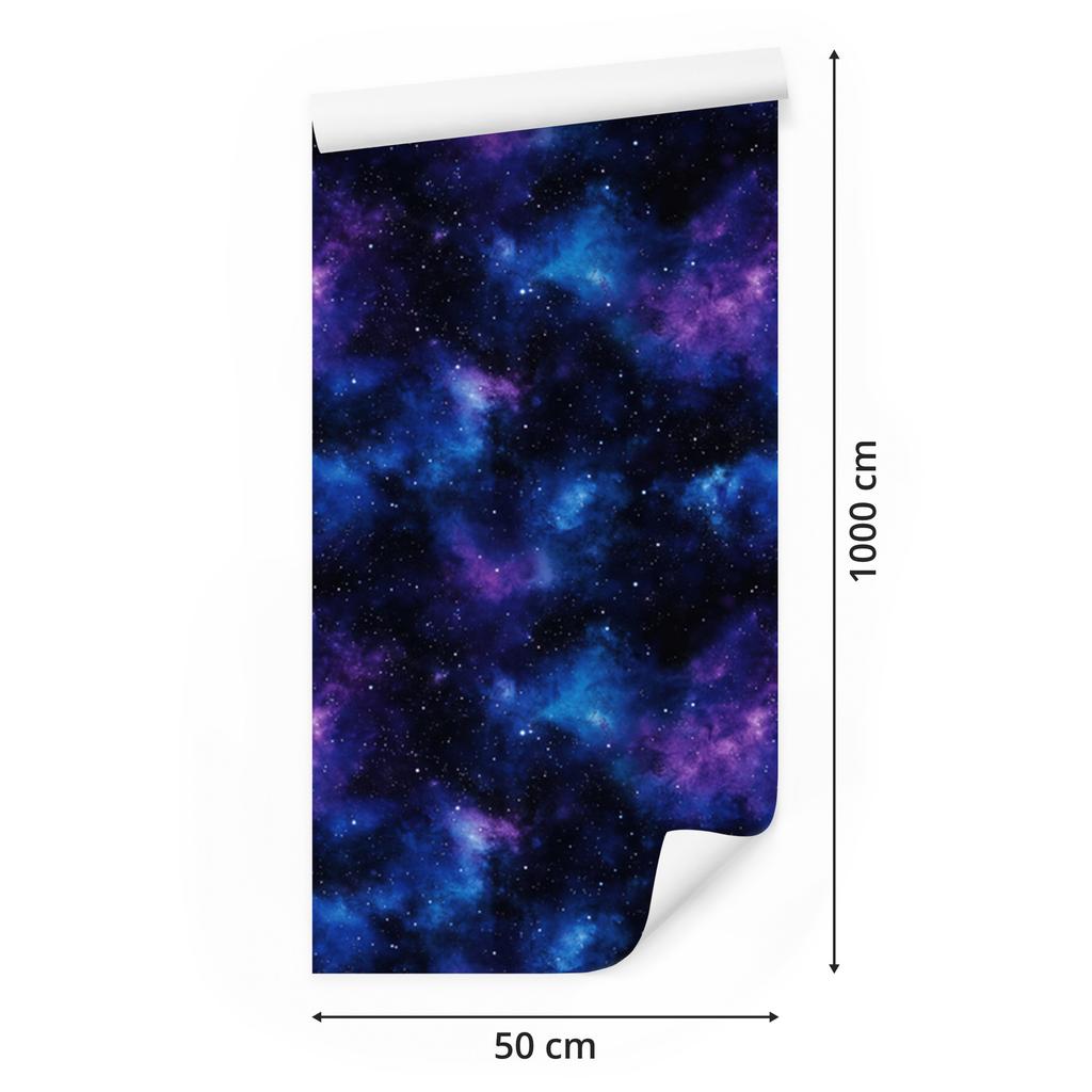 Watercolor Galaxy Wallpaper, Subtle Detail, Navy Blue 50x1000