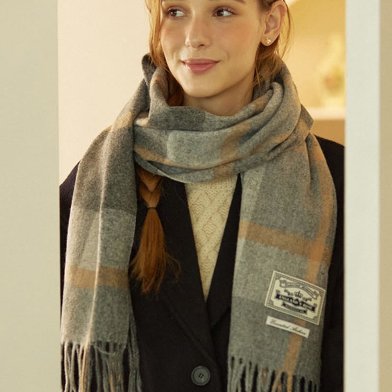 NONLOCAL Holiday Check Blend Muffler - Grey Check