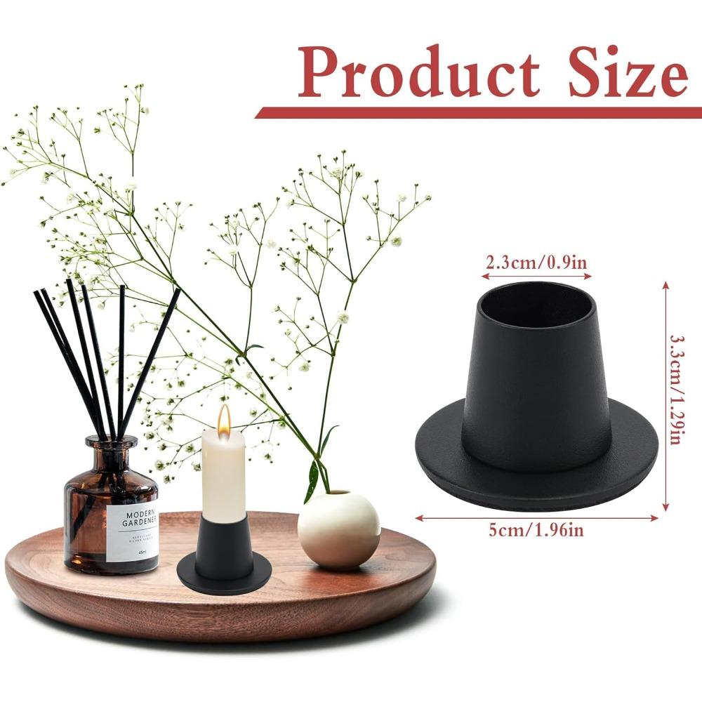 For 4 pcsCandle Holder Vintage Black Iron Candle Holder Cone Decoration Set Vintage Round Party Candle Holder Decoration