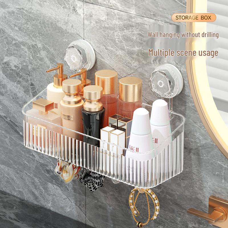 Punch-Free Suction Cup Wall Rack for Bathroom - Cosmetics & Washstand Organizer