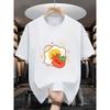 Stylisches Niedliches Cartoon-Print Lässiges Weißes Kurzarm-Paar-T-Shirt Lockere Passform Basic-T-Shirt für Tägliche Streetwear