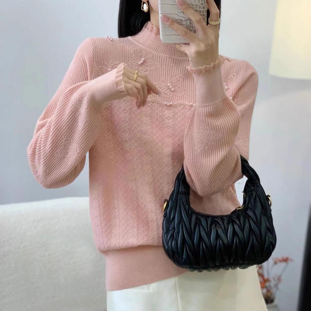 WTEMPO Autumn Women's Half High Collar Knitted Sweater Stylish and Unique Top