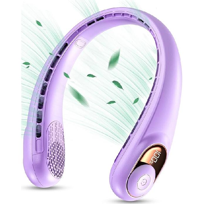 KIDEE Neck Fan, Portable Bladeless Neck Fans, Upgrade 360° Airflow, Super Quiet, 3 Speeds, 4000mAh Personal Wearable Neck Fan, Upgraded Cooling Air