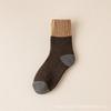 Men's Wool Blend Thermal Socks - Mid-Tube Color Match, Thickened Velvet, Ideal for Autumn/Winter, Sleep, and Towel Floor Use