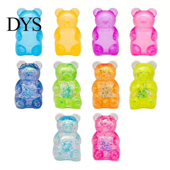 Clear Stress Ball Bear Squeeze Toy Anxiety Relief Glitter Sugar Sensory Soft Stretchy Decompression Fidget Kids