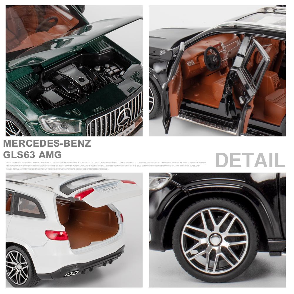 1:24 Mercedes-Benz GLS63 AMG Alloy Model Car SUV Vehicle Diecast Metal Car Simulation Sound Light Toys For Children Kids Gifts